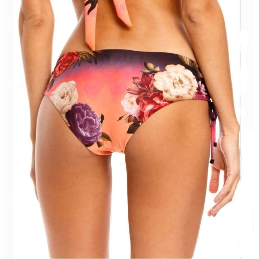 Agua‎ Bendita Erielle Eda Shade Bikini Swim Bottom 2XL Floral Pink Black Beach